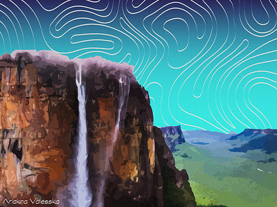 #SaltoÁngel cascada design graphic design illustration ilustración naturaleza paisaje vector vectorizado