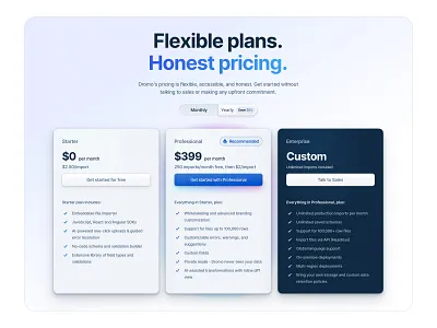 Pricing cards light theme pricing ui web