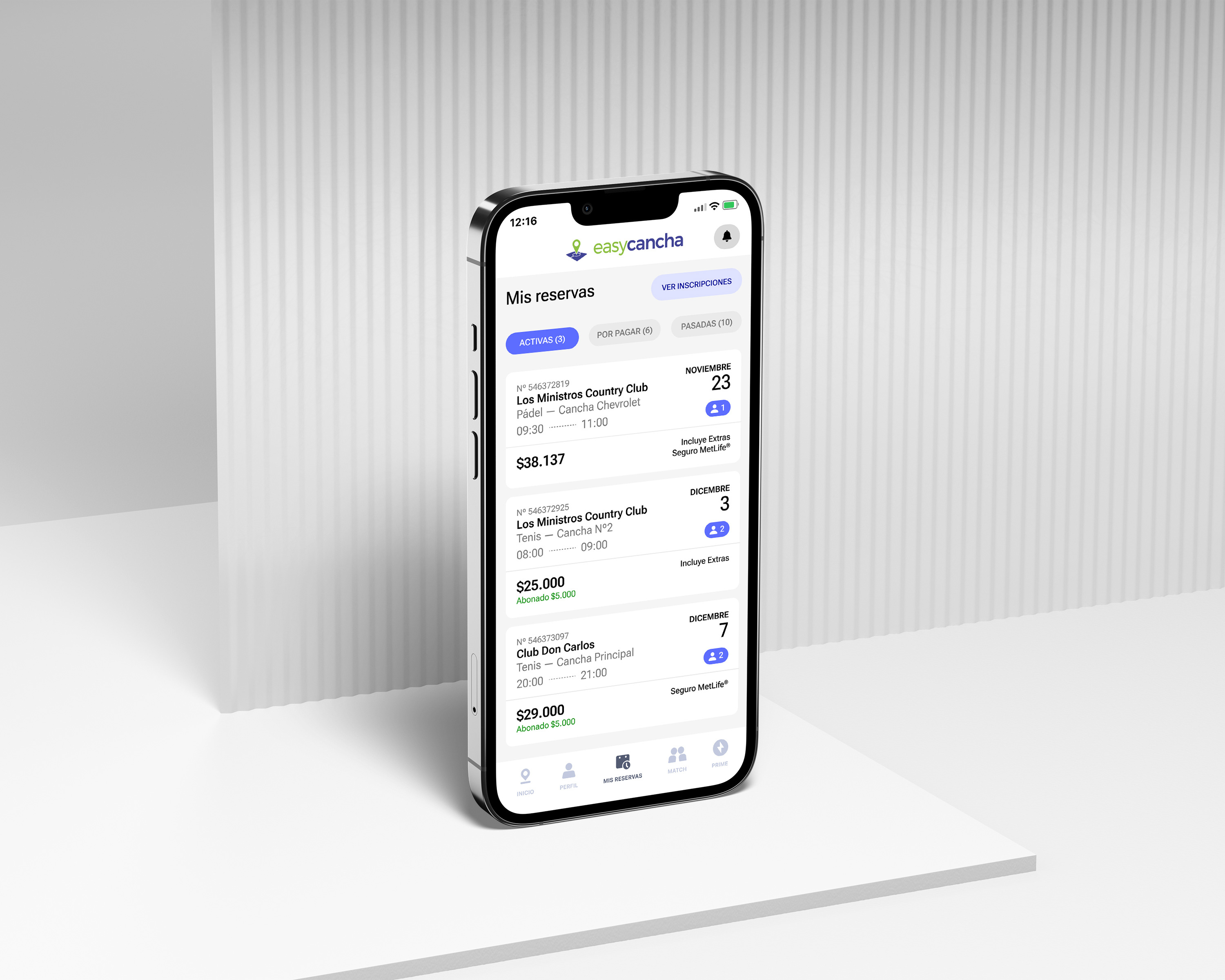 Mis reservas app black blue booking cards iphone list mobile sports tag ui ui card user experience user interface ux