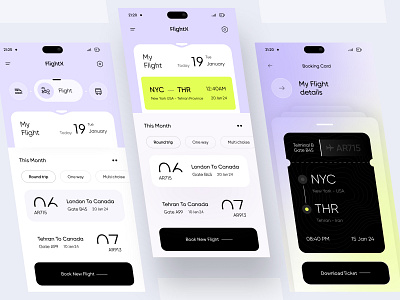FlightX :: Booking App Design 3d airline animation app app design application boarding booking flight graphic design ios logo minimal ticket tickets ui ux web web design