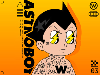 Astroboy astroboy bape boy cartoon character drawing eyes gradient hype hypebeast illustration ink japan japanese orange tattoo tattoos type typography