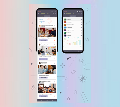 Mobile application for English language courses UI UX app application design design app figma mobile pictures ui ux