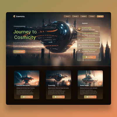 Landing Page - Cosmicity (Dark mode) darkmode figma landing page responsive design ui design uiux ux design web design