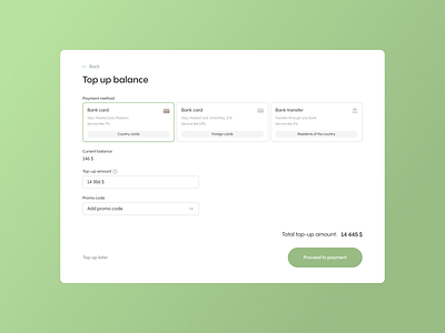 Interface / Top up the balance accessibility balance replenishment convenience digital payments digital wallet finance minimalist design payment interface responsive design ui ux