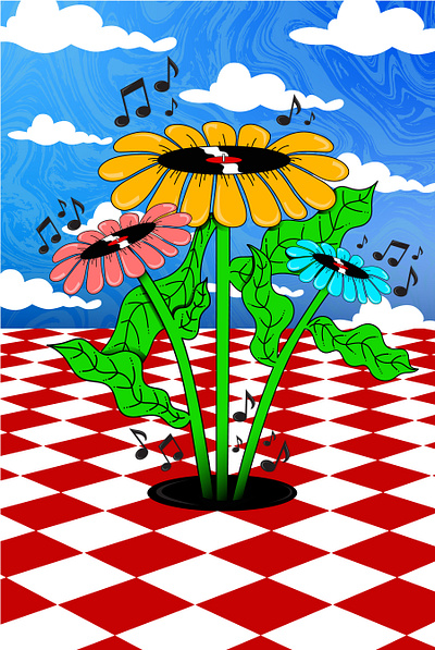 Poster design, Music gives you flowers graphic design