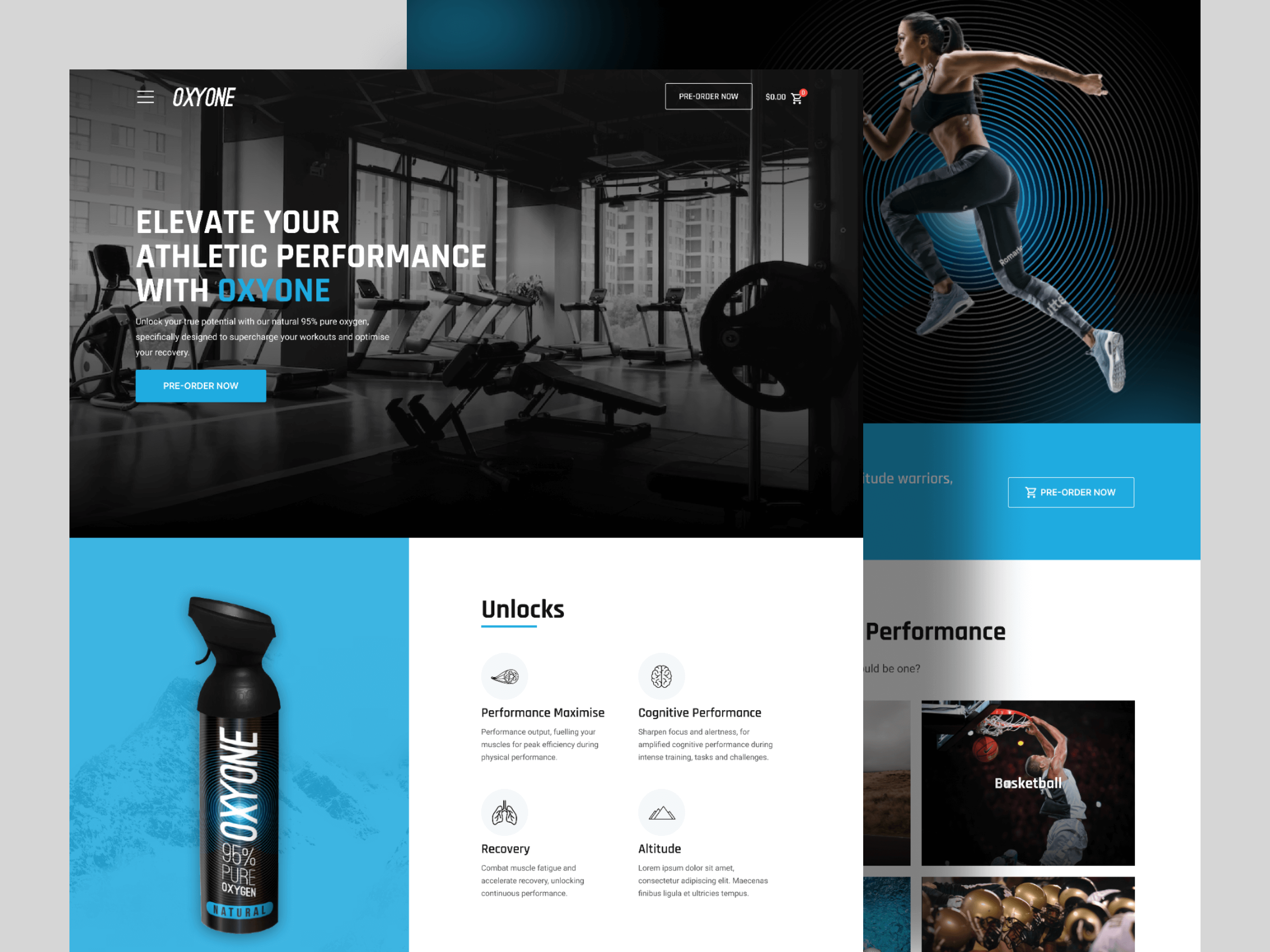 Oxyone - Energy Drink Shop Landing Page Website landing page landingpage ui we website