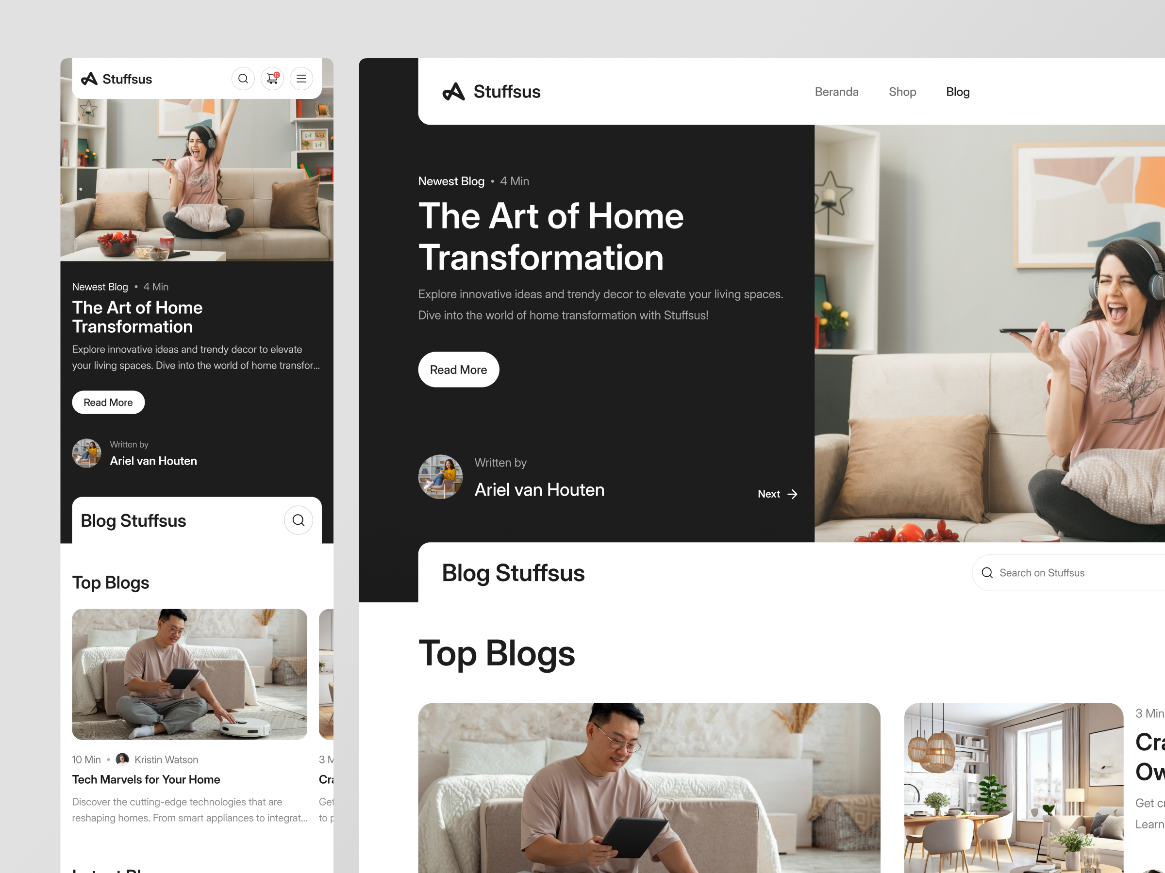 Stuffsus - Blog Page (Responsive) blog blog page clean design e commerce ecommerce home things landing page market place news online shop shop shopify shopping store ui ux web web design website design