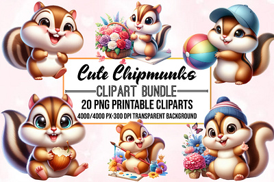 Cute Chipmunks Clipart Bundle chair