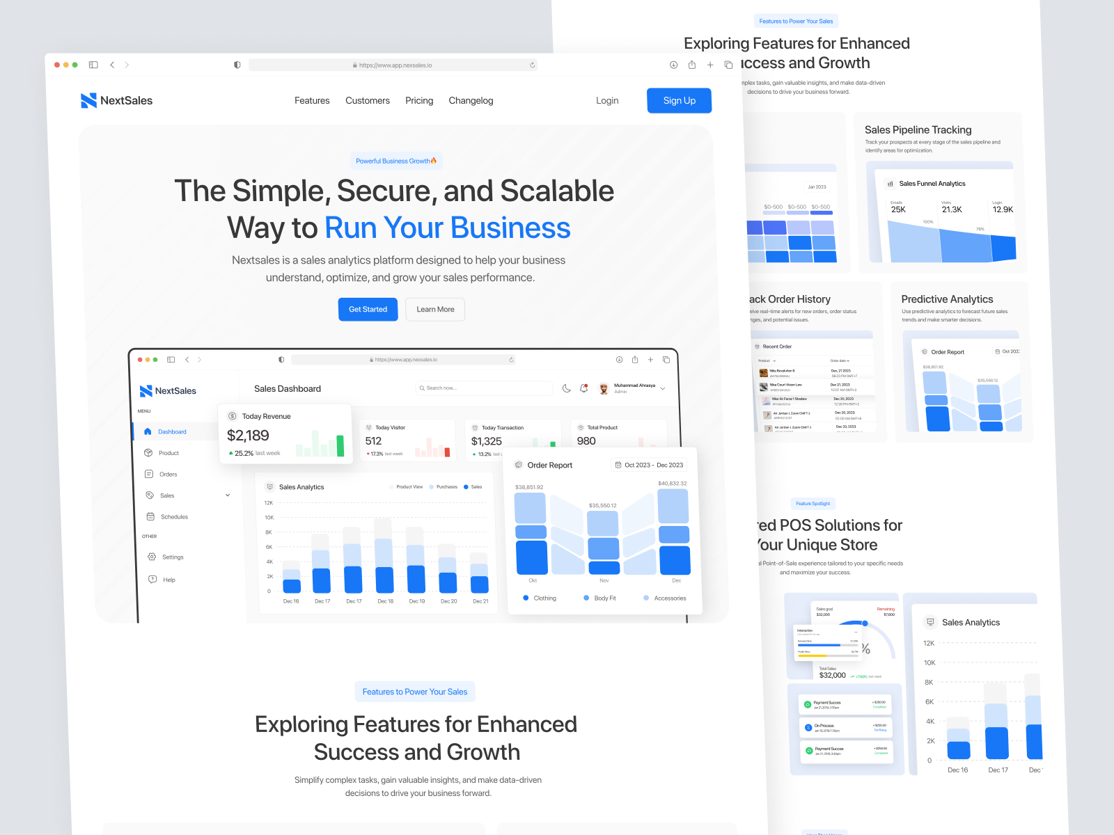 NextSales - SaaS Sales Analytics Landing Page analytics chart component crm crm platform customer relationship management finance website invoice point of sales revenue saas sales sales anlytics sales management sales monitoring sales product sales report sales tracking sales website store analytics