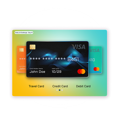 Daily UI Challenge #19 - Card Carousel credit card carousel daily ui challenge daily ui challenge 19 design gradients hype 4 academy ui ux ux design