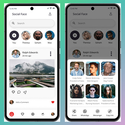 Social Share App Design ui design