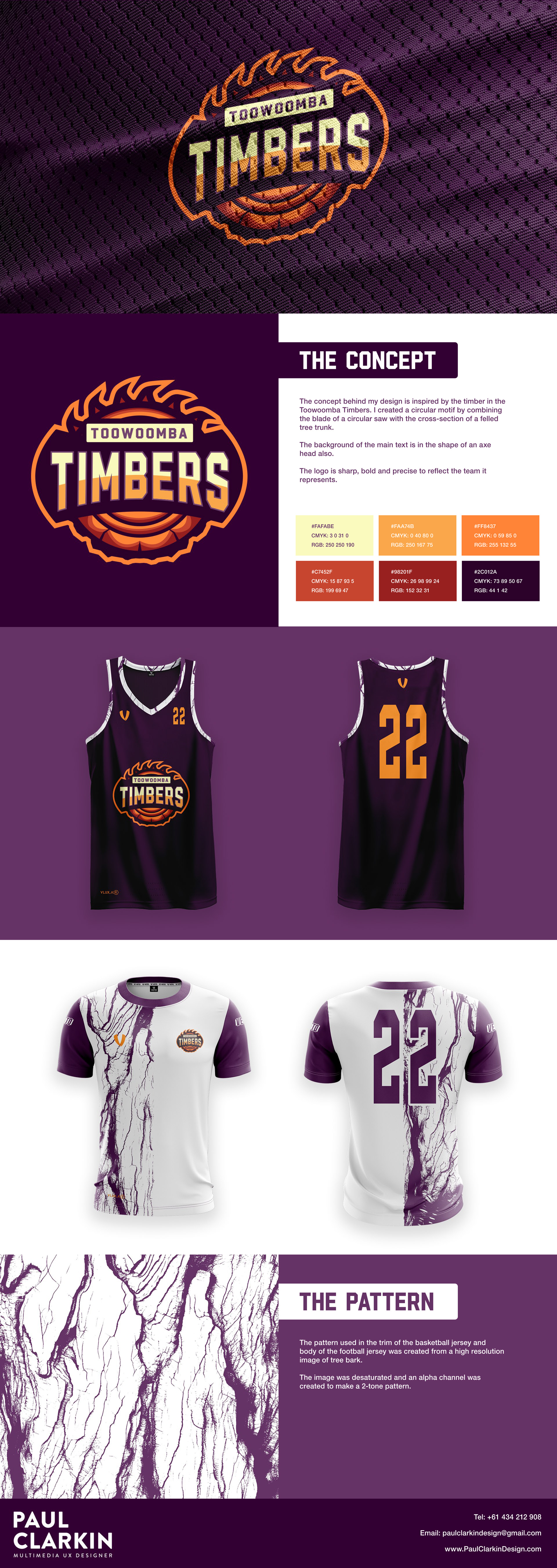 Toowoomba Timbers Branding adobe illustrator adobe photoshop basketball logo branding corporate identity football logo graphic design jersey design sports design unifrom design visual identity