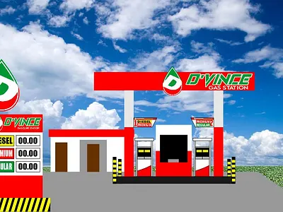 D'VINCE GAS STATION gasoline station mock up graphic design