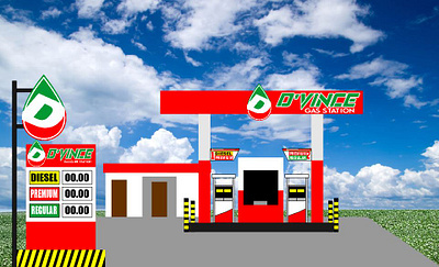 D'VINCE GAS STATION gasoline station mock up graphic design