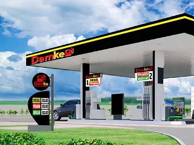 DAMKE GAS STATION damke gas station mock up graphic design
