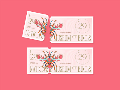 Bugs Illustration - Museum ticket apparel art deco badge bee branding bug bugs design editorial geometric graphic design illustration label logo museum packaging price tag ticker ticket vector