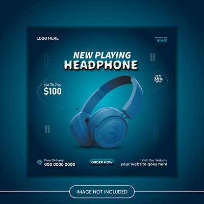 Headphone brand product social media post banner template discount post graphic design instagram product new post offer post post banner product social media social ads social media sale social post
