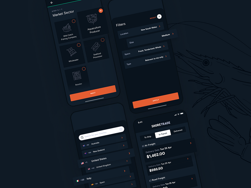 ShoreTrade android animation app art direction branding dark design direction design system iconography illustration ios iphone logo minimal motion product design startup tech ui ux