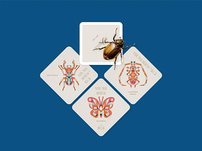 Bugs Illustration - Coaster animals apparel artdeco badge branding bug bugs butterfly coaster creatures design editorial geometric graphic design illustration logo poster sticker visual branding visual identity