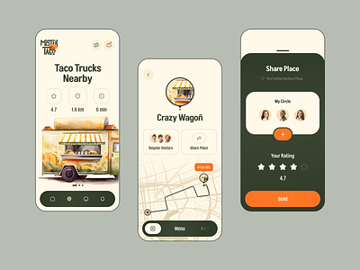 taco time app application bn digital bndigital design food illustration ios map mobile mobile app mobile application ui