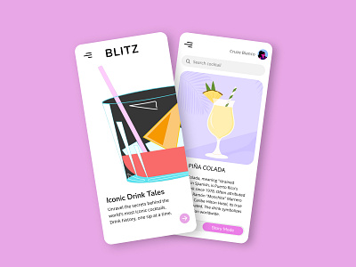 Blitz: Iconic Drink Recipes cocktails mobile recipie ui design visual design