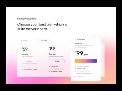 Pricing Plan Design agency bank banking finance fintech gradient design landing page landingpage minimal design pricing pricing page pricing plan pricingplan product designer startups ui ux web design web page website