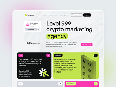 Crypto Marketing Agency | landing page concept agency bright crypto digital homepage landing marketing ui web design website design