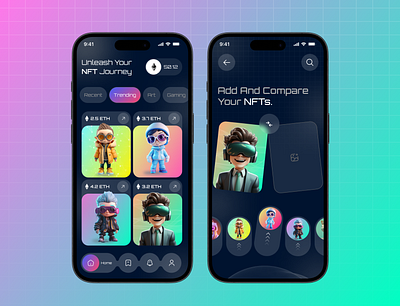 NFT Mobile App for Digital Art 3d app design app ui artwork blockchain crypto art cryptocurrency digital art digitalart graphic design marketplace mobile app nft nft design nft marketplace nft mobile nft mobile app nfts web3