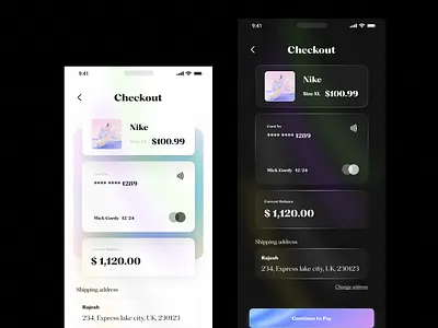 Day 06 - Checkout Page UI checkout darktheme design designer fintech lighttheme minimal payment product productdesigner ui uichallenge