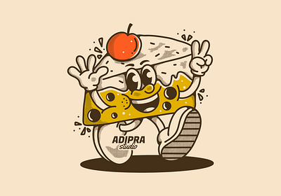Cheesecake mascot character vintage character