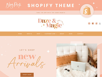 Shopify Theme - Daze And Magic blog pixie bohemian website boho template boho website boutique design boutique templates bright boho canva template ecommerce templates online shop online store shop template shop theme shopify shopify banners shopify design shopify template shopify theme shopify theme store small business