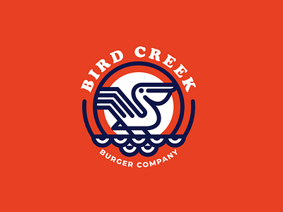 Bird Creek bird burger character creek fastfood logo logotype minimalism pelican