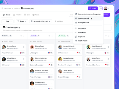 CRM Dashboard - Board View by Rama Zuldi for Odama on Dribbble