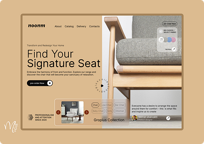 Landing page of furniture sales site graphic design ui