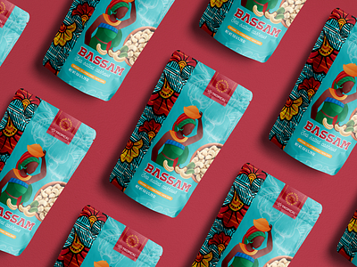 Bassam Sea Salted Cashews africa african wax art brand design branding cashews culture design ethnic heritage history packaging pattern pouch print retail snack studio visual identity wax pattern