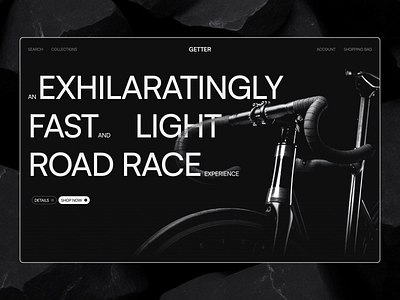 Bicycle Landing Page - Getter bicycle bicycle landing page bike landing page biker clean dark mode design e commerce hero section shop ui user interface ux web design website