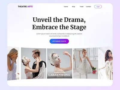 Theatre, Films, Drama, Arts Landing Page arts landing page drama and theatre hero section design landing page design ui ux design user experience user interface design website design