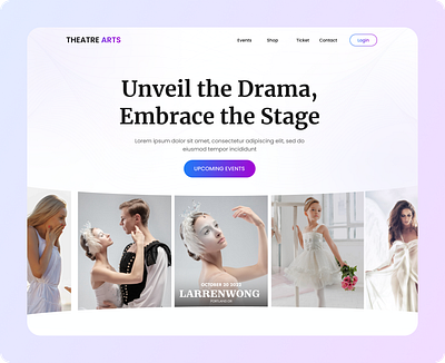 Theatre, Films, Drama, Arts Landing Page arts landing page drama and theatre hero section design landing page design ui ux design user experience user interface design website design