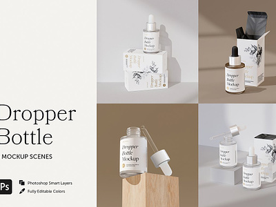 Frosted Glass Dropper Bottle Mockups beauty mockup cosmetics mockup dropper bottle mockup dropper mockup essential oil bottle frosted glass oil bottle packaging product mockup serum bottle skincare mockup tall box