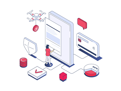 Electronic medical 2d animation design digitalcare ehealthcare electronic eprescribe erx flat health illustration isometric man medical medicine medtech motion pharm receipt woman