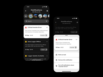 Reducing Solar System Risks with Smart Notifications alert app dashboard design digital electricity energy ios maintenance mobile monitor notification risk solar ui ui design uiux ux ux design