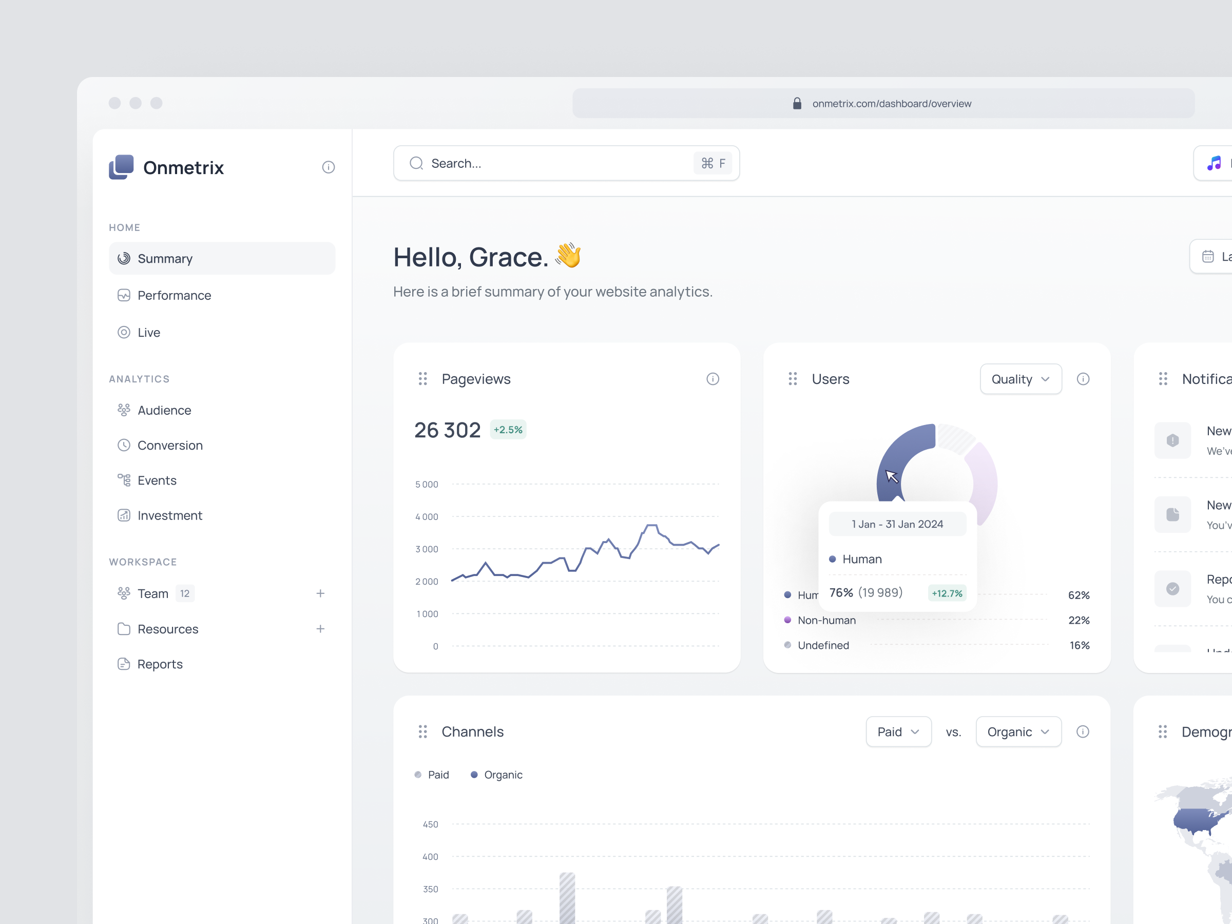 Onmetrix: Website analytics tool concept analytics app chart dashboard design finance gradient interface marketing product design reports saas ui ux web