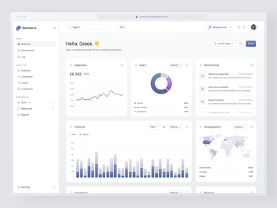Onmetrix: Website analytics tool concept analytics app chart dashboard design finance gradient interface marketing product design reports saas ui ux web