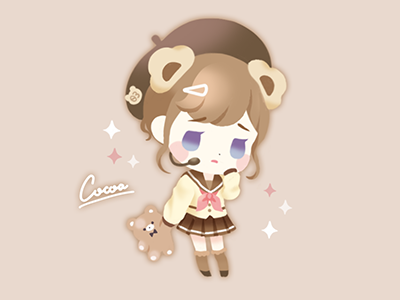 Kawaii Sailor Girls #003 Cocoa adorable autumn bear brown character chibi children choco chocolate cocoa cute design girl japan kawaii kids latte mascot sd soft