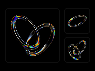 Dispersion glass rings 3D retro futuristic shapes 3d 90s circles colorful design dispersion elements futuristic glass object png refraction rendering retro rings shape template transparent
