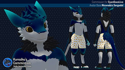 Commission for CyanGoesLive 3d 3d model anthro anthropomorphic furry sergal sergodal vrc vrcfurry vrchat