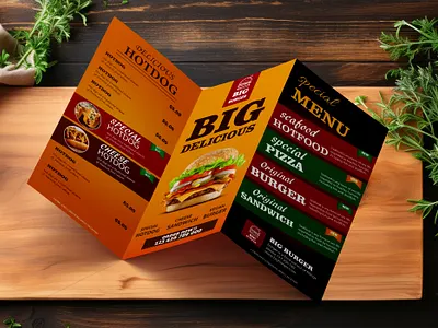 FOOD MENU TRIFOLD design food menu graphic design illustration photoshop trifold
