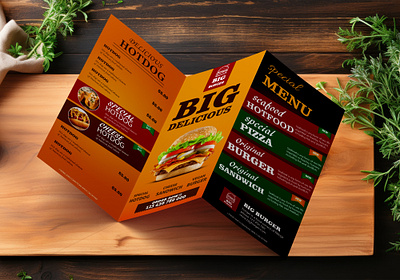 FOOD MENU TRIFOLD design food menu graphic design illustration photoshop trifold