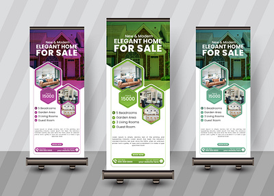 Professional Real-Estate Roll-Up banner design template. professional