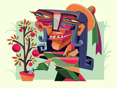 Gardener abstract art character concept cubism design geometric illustration illustrator vector